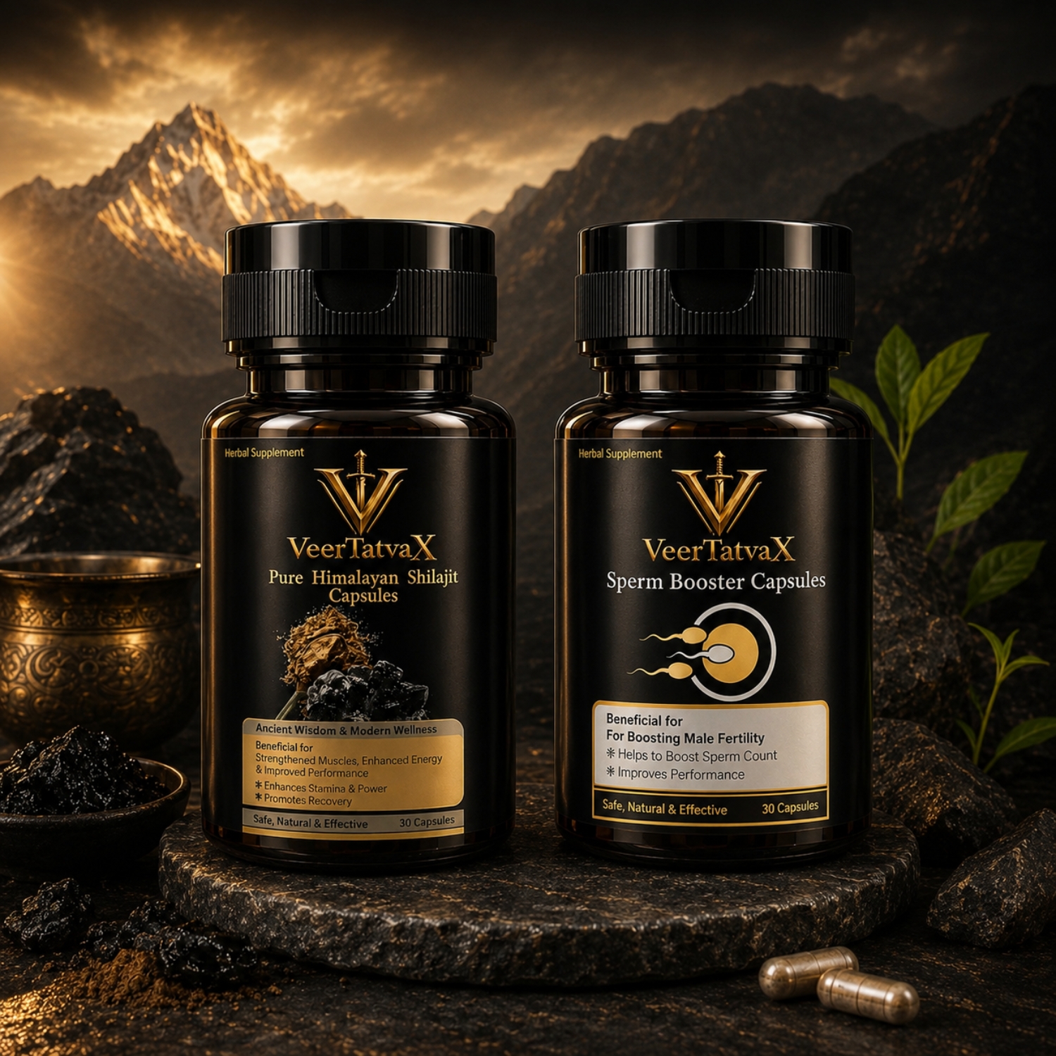 VeerTatvaX Sperm Booster and Pure Shilajit Capsules (60 Capsules)